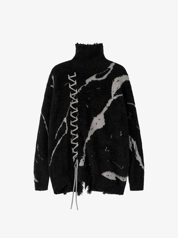 Thesupermade Ripped Knit Turtleneck Sweater - 1525 