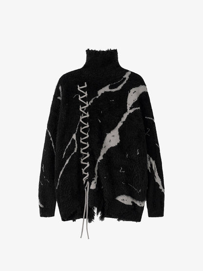 Thesupermade Ripped Knit Turtleneck Sweater - 1525 
