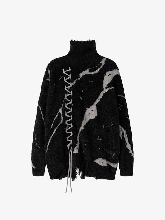 Thesupermade Ripped Knit Turtleneck Sweater - 1525 