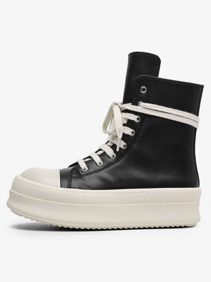 Rubber Sole High-Top Side Zipper Platform Sneakers - 2273 