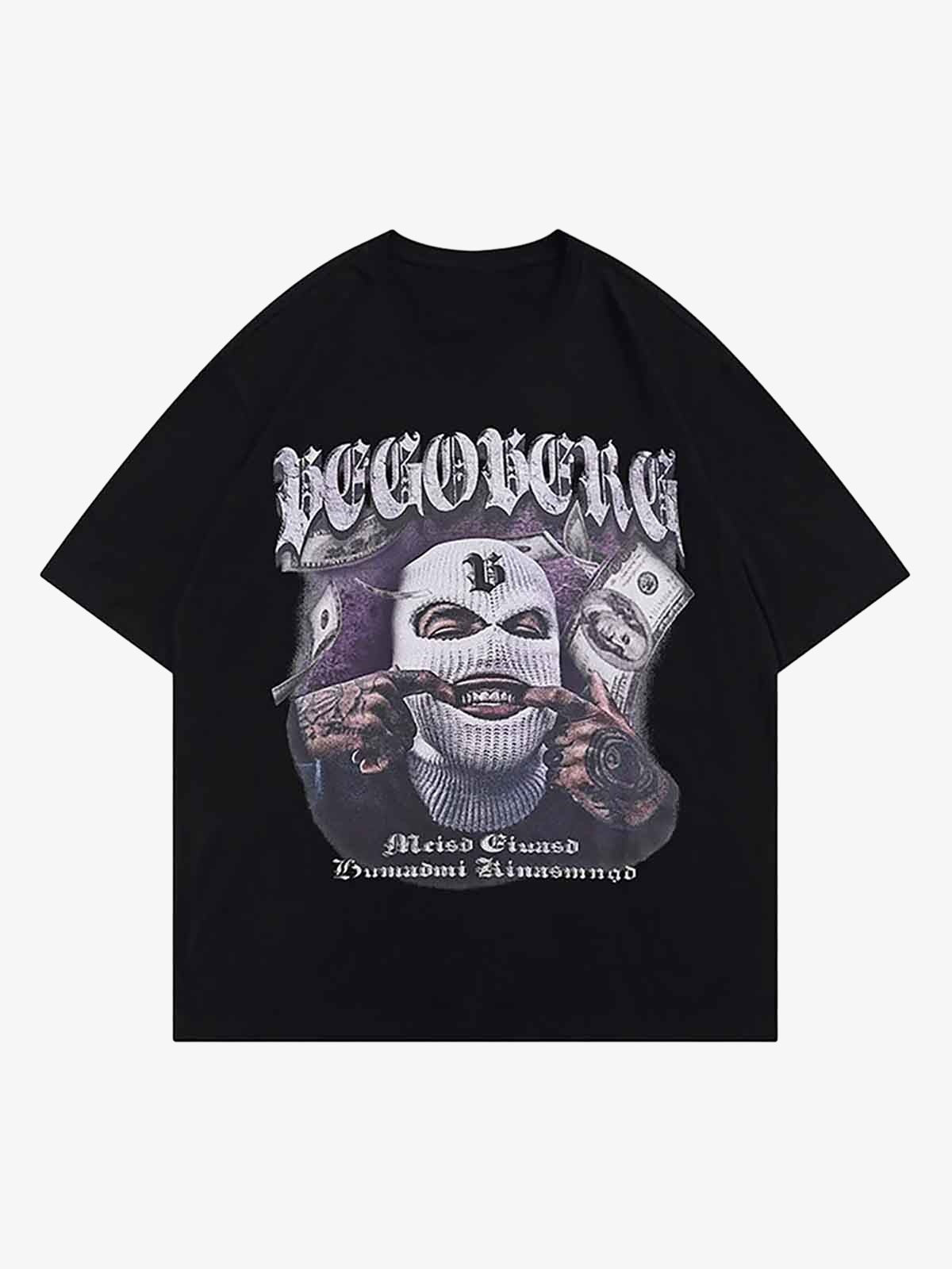 Thesupermade Masked Gangster Portrait Printed T-Shirt-1533 