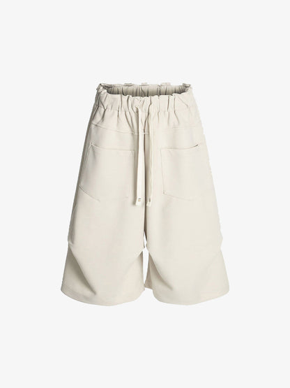 Side Pockets Drawstring Waist Casual Jorts 