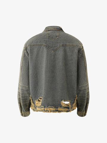 Thesupermade Distressed Washed Denim Jacket 