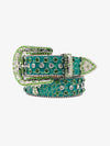 Punk Style Leather Hotflix  Rhinestone Belt 