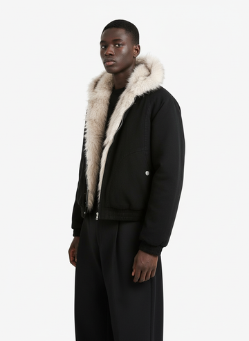 Spliced Fur Hooded Quilted Jacket - 2285 