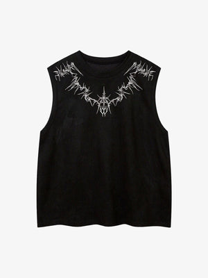 Suede Thorn Embroidered Vest 