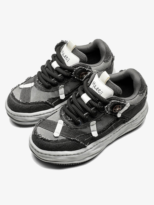 Distressed Deconstructed Split Whisker Platform Sneakers - 2602 