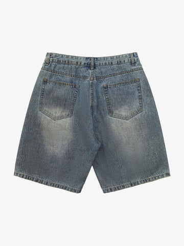 Thesupermade American Street Style Washed Distressed Shorts 