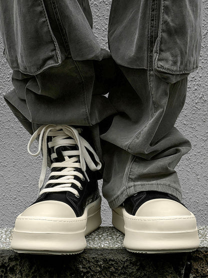 Rubber Sole High-Top Side Zipper Platform Sneakers - 2273 