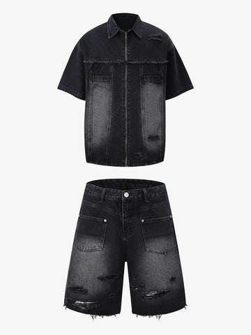 Ripped Denim Distressed Suit - 2460 