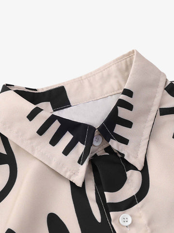 Thesupermade Vintage Full Print Lapel Short Sleeve Shirt 