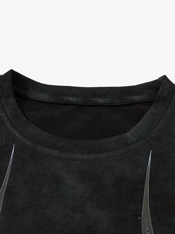 Oversized Graphic Suede Print T-Shirt 