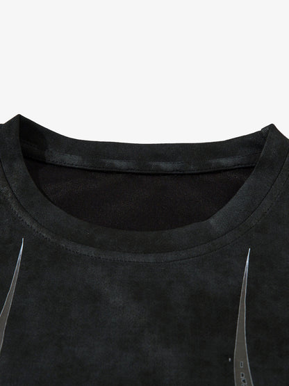 Oversized Graphic Suede Print T-Shirt 