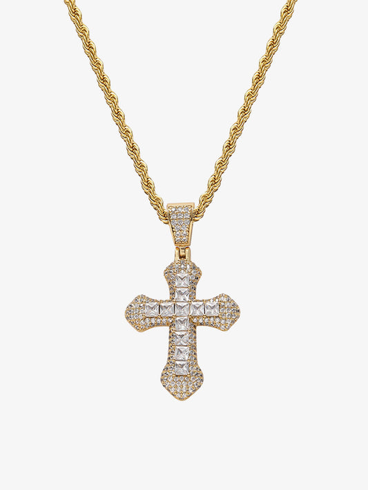 Thesupermade Corss Full Diamond Necklace-1514 