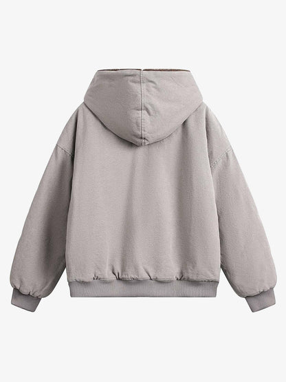 Thesupermade Fur Hooded Zip Up Quilted Jacket 