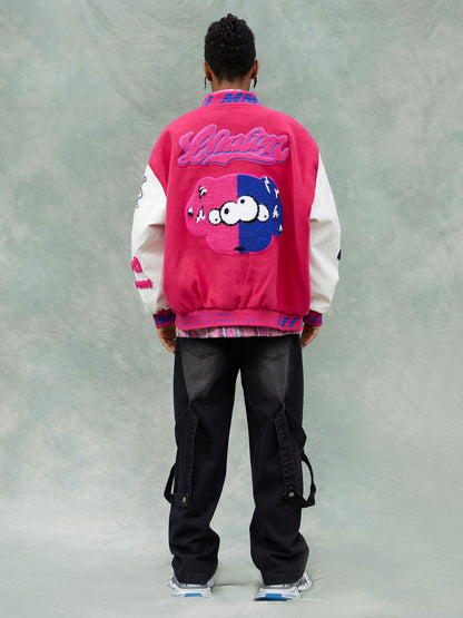 Thesupermade Pink Terry Patch Embroidered Hip Hop Baseball Jersey - 1965 