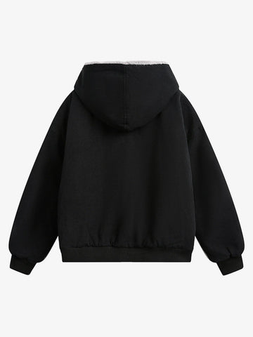 Thesupermade Fur Hooded Zip Up Quilted Jacket 