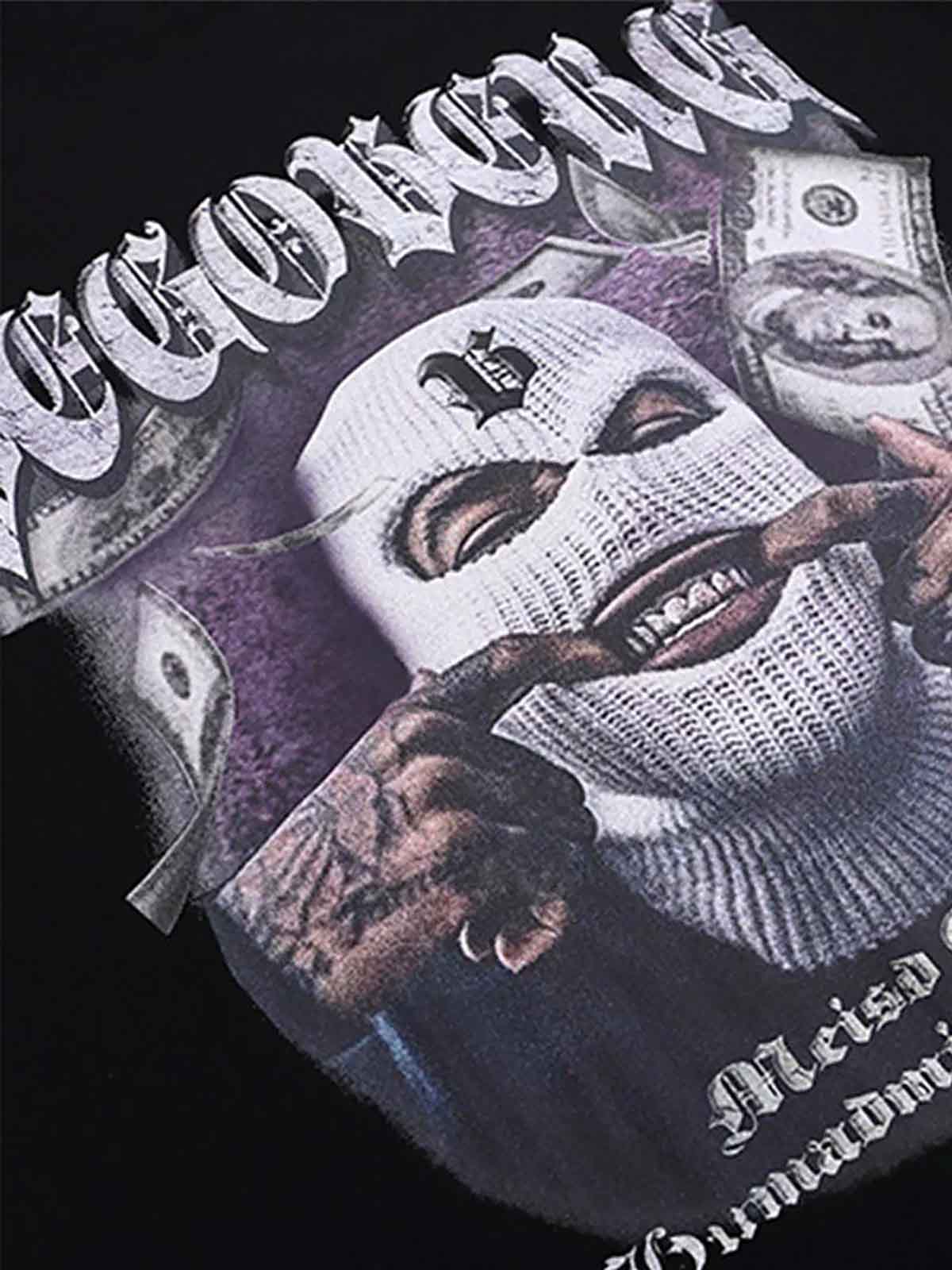 Thesupermade Masked Gangster Portrait Printed T-Shirt-1533 