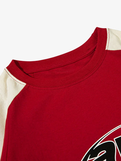 Color-Blocked Strip Racing T-shirt - 2076 