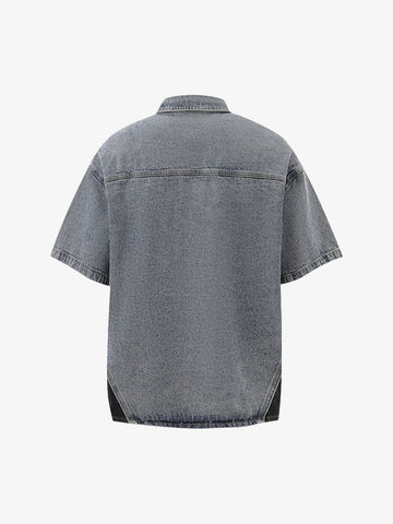 Deconstructed Patchwork Short-Sleeve Cropped Denim Set 