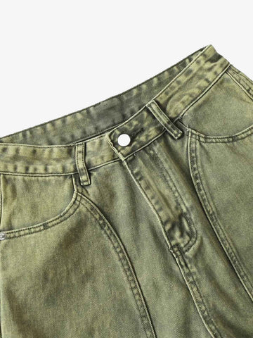 Washed Distressed Ripped Barrel Jeans 