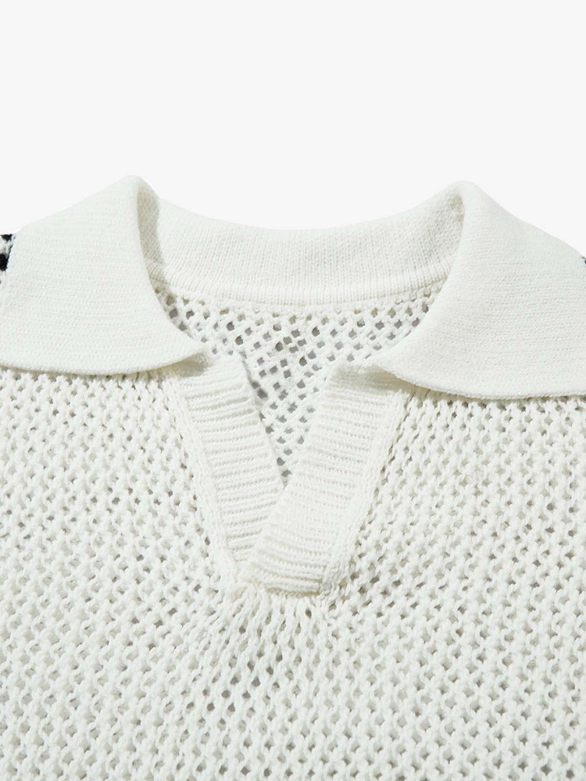 Knitted Short Sleeve Polo Sweater 