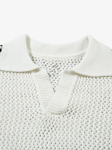Knitted Short Sleeve Polo Sweater 