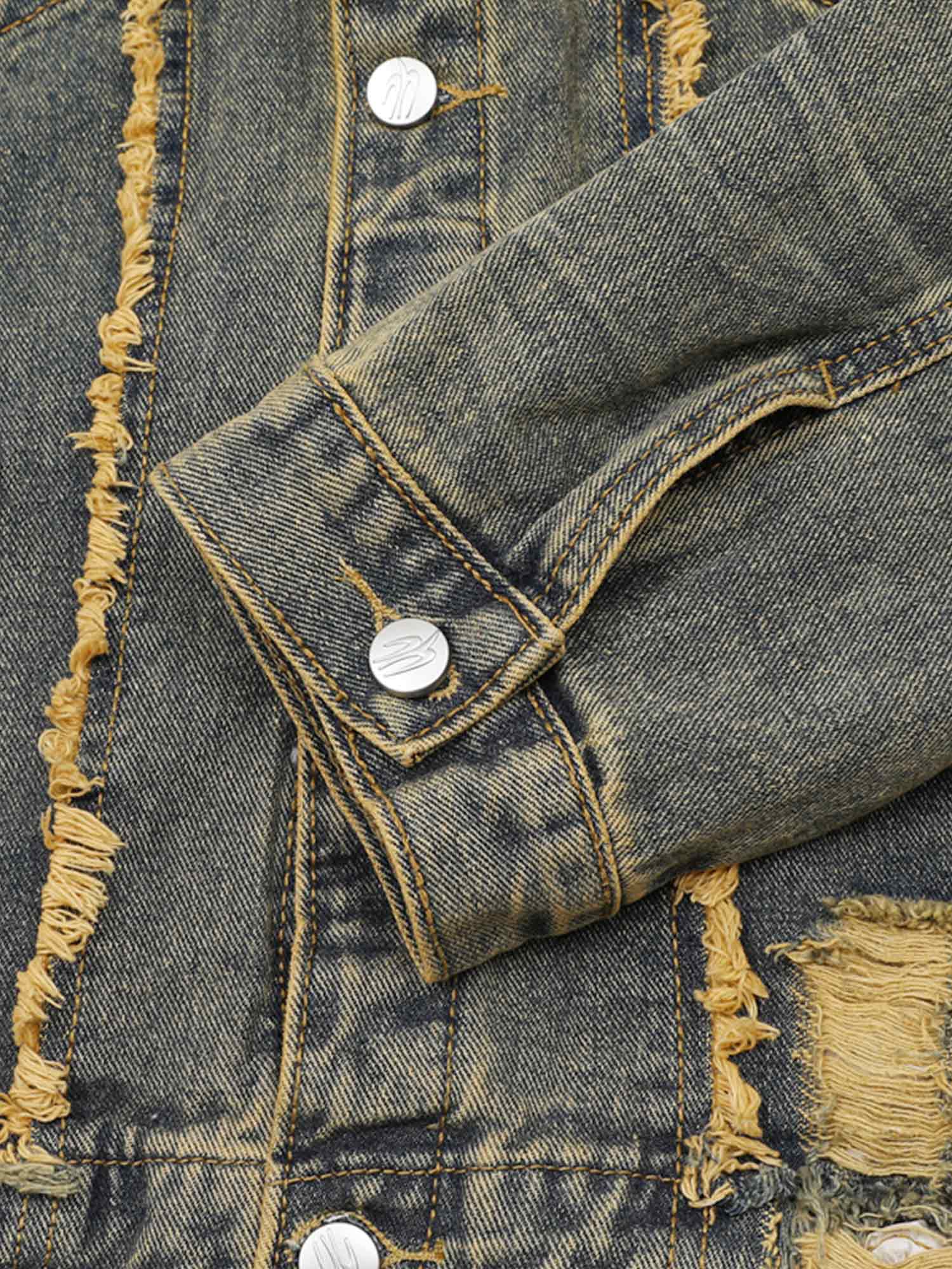 Thesupermade Distressed Washed Denim Jacket 