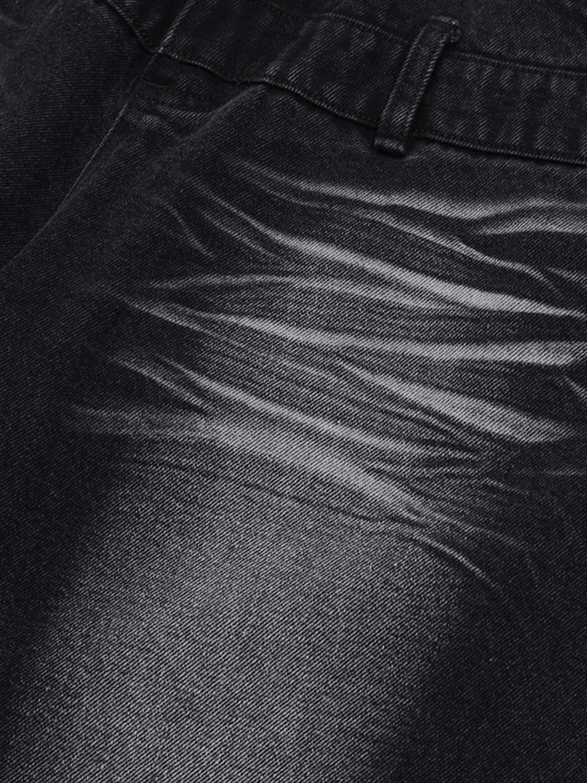 Thesupermade Old Washed Double Waistband Design Denim Jorts 