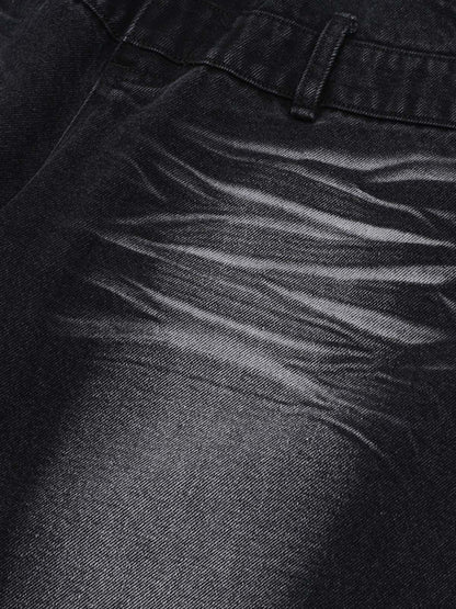 Thesupermade Old Washed Double Waistband Design Denim Jorts 