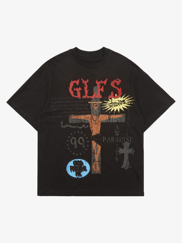Thesupermade Funny Jesus Graffiti Street Rap T-shirt 