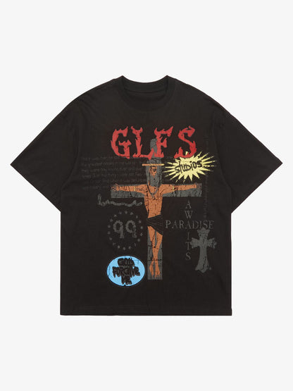 Thesupermade Funny Jesus Graffiti Street Rap T-shirt 