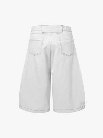 Deconstructed Split Contrast Stitching Scimitar Jorts 