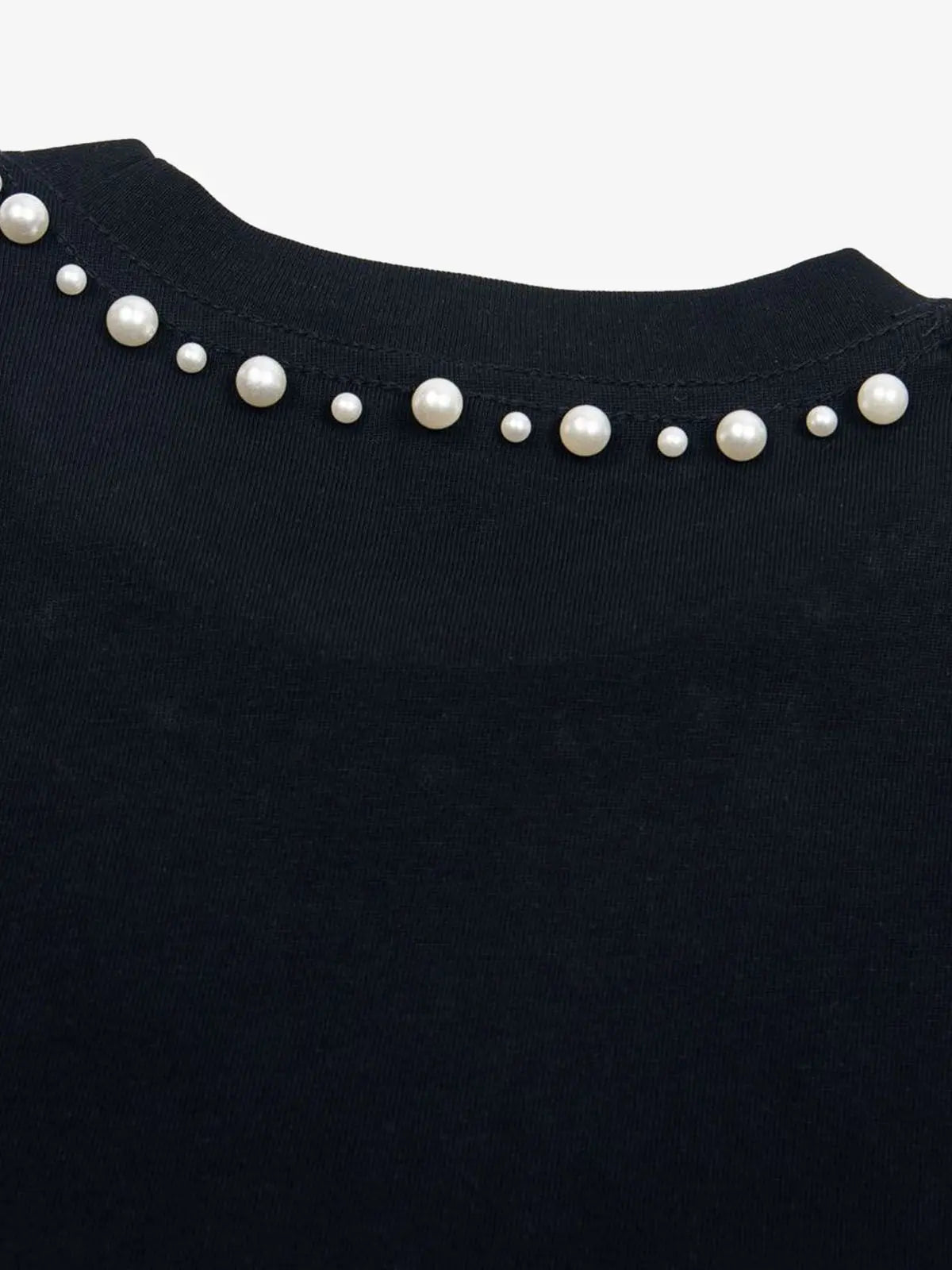 Elegant Pearl-Embellished Oversized T-Shirt 