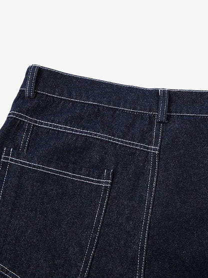 Deconstructed Contrast Stitching Barrel Jeans - 2326 