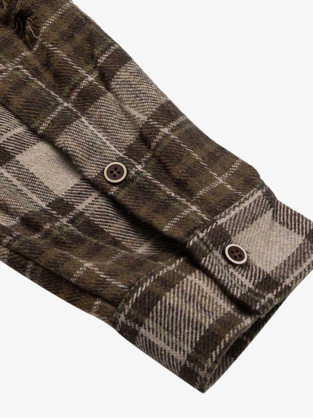 Retro Ripped Patchwork Long Sleeve Plaid Shirt 
