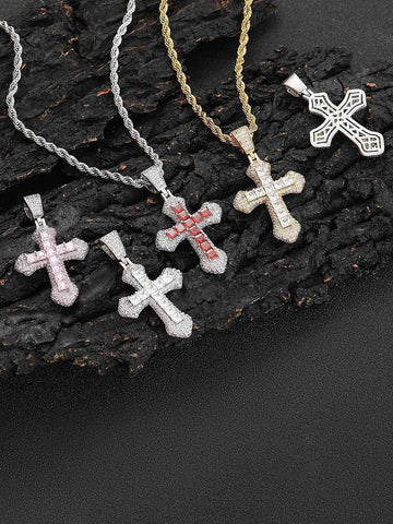 Thesupermade Corss Full Diamond Necklace-1514 