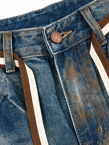 Retro Ink-Splashed Ripped Jeans 