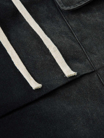 Washed Multi Pocket Drawstring Cargo Jeans 