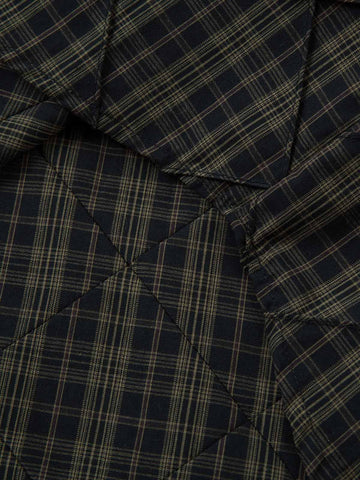 Heavy Plaid Pleated Striped Faux Two-Piece Polo Shirt 