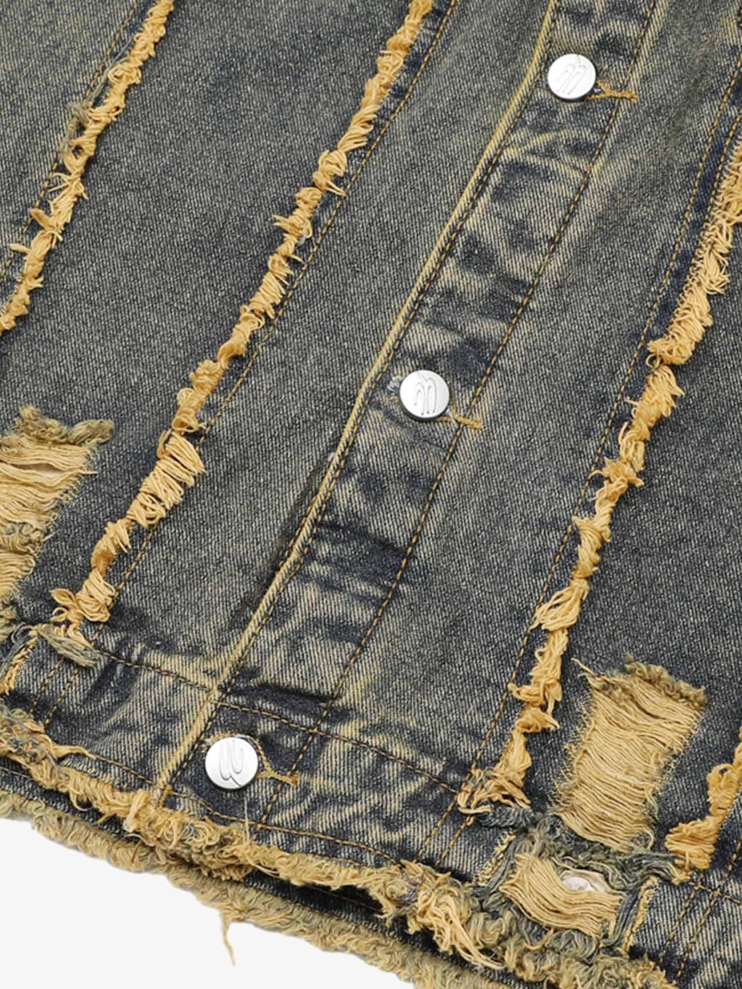 Thesupermade Distressed Washed Denim Jacket 