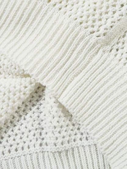 Knitted Short Sleeve Polo Sweater 