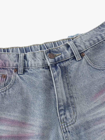 Distressed Tie-Dye Denim Jorts 
