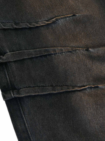 Washed Pleated Straight Jeans - 2263 