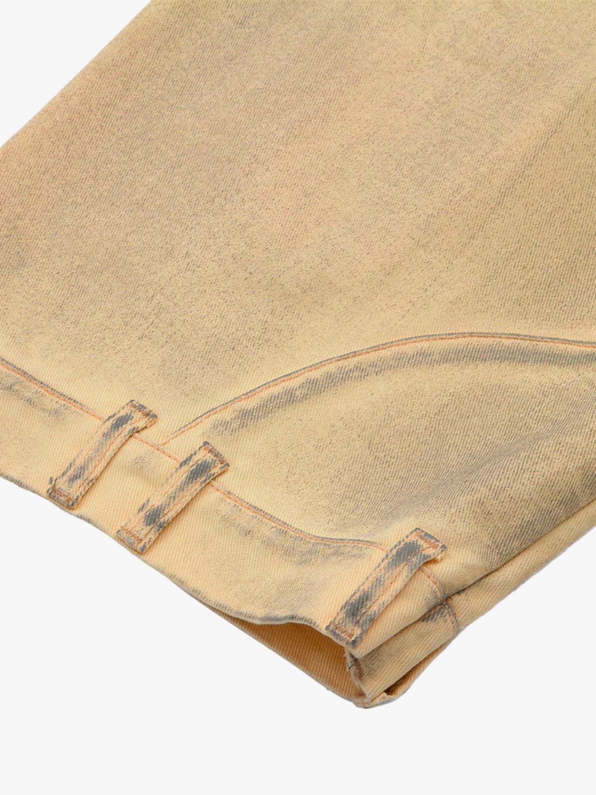 Washed Distressed Detachable Scarf Barrel Jeans - 2550 
