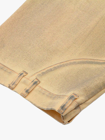 Washed Distressed Detachable Scarf Barrel Jeans - 2550 