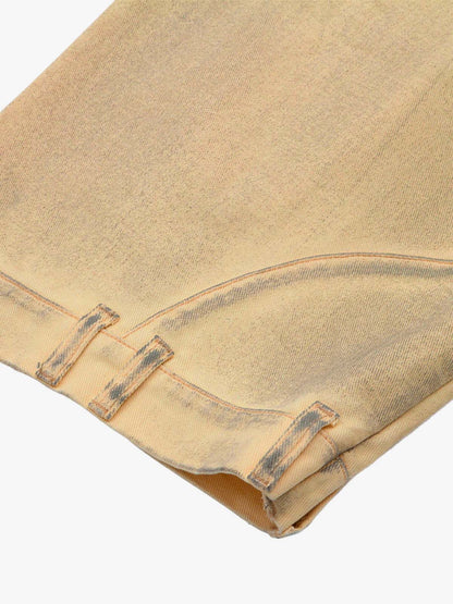 Washed Distressed Detachable Scarf Barrel Jeans - 2550 