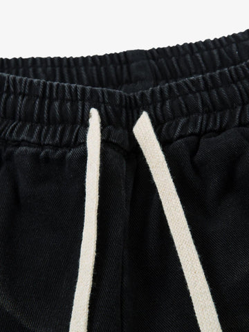 Washed Multi Pocket Drawstring Cargo Jeans 