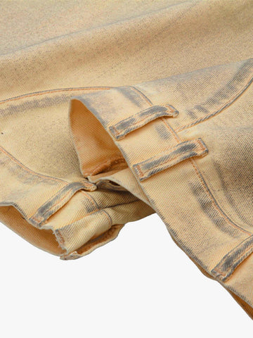 Washed Distressed Detachable Scarf Barrel Jeans - 2550 