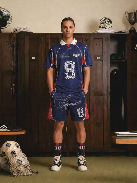 Jersey-Set im französischen Stil mit Fleur-de-Lis-Patchworkmuster – 2623